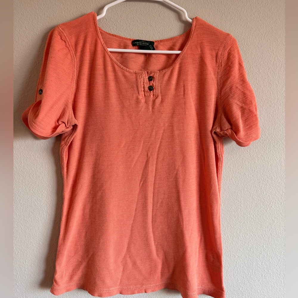 Ralph Lauren Orange Puff Sleeve Blouse